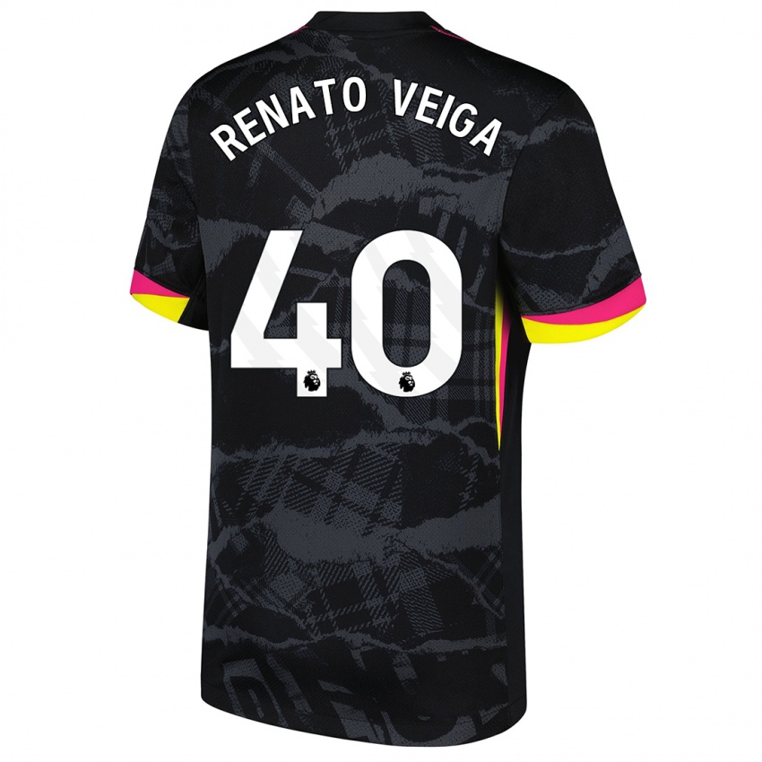 Criança Camisola Renato Veiga #40 Rosa Preto Terceiro 2024/25 Camisa Brasil