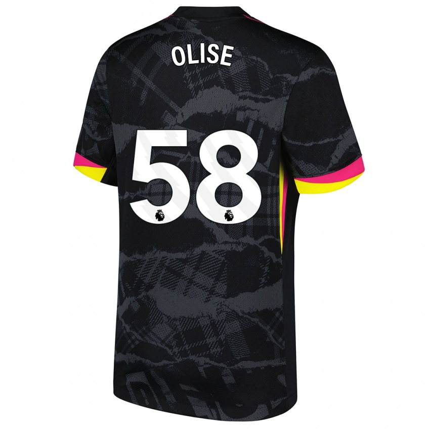 Criança Camisola Richard Olise #58 Rosa Preto Terceiro 2024/25 Camisa Brasil