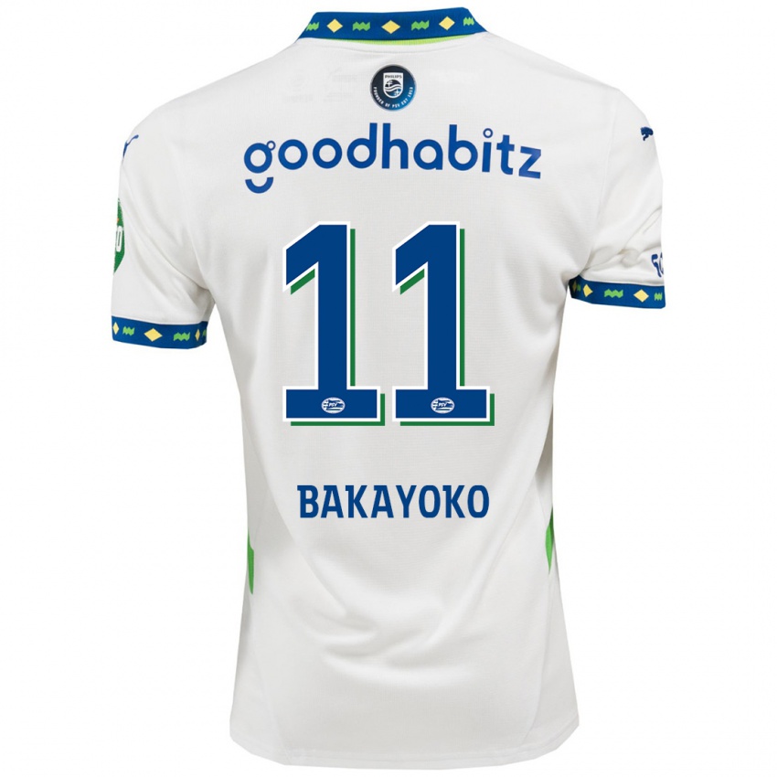 Criança Camisola Johan Bakayoko #11 Branco Azul Escuro Terceiro 2024/25 Camisa Brasil