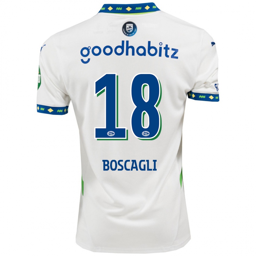 Criança Camisola Olivier Boscagli #18 Branco Azul Escuro Terceiro 2024/25 Camisa Brasil