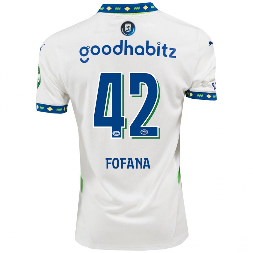 Criança Camisola Fodé Fofana #42 Branco Azul Escuro Terceiro 2024/25 Camisa Brasil