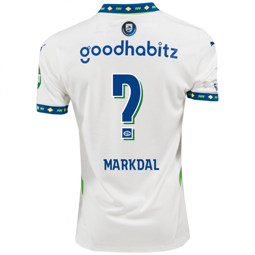 Criança Camisola Mikkel Markdal #0 Branco Azul Escuro Terceiro 2024/25 Camisa Brasil