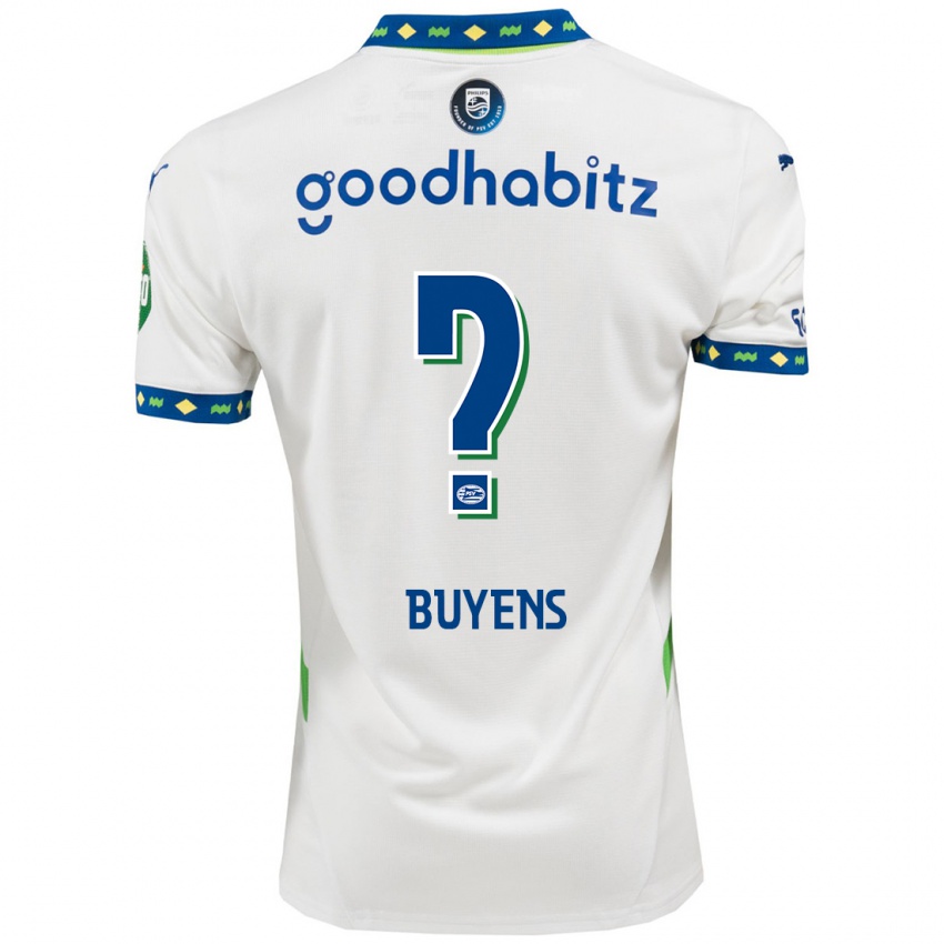 Criança Camisola Mathieu Buyens #0 Branco Azul Escuro Terceiro 2024/25 Camisa Brasil