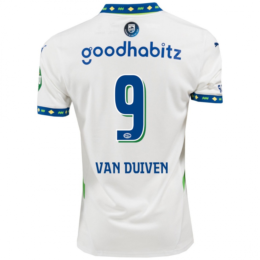 Criança Camisola Jason Van Duiven #9 Branco Azul Escuro Terceiro 2024/25 Camisa Brasil