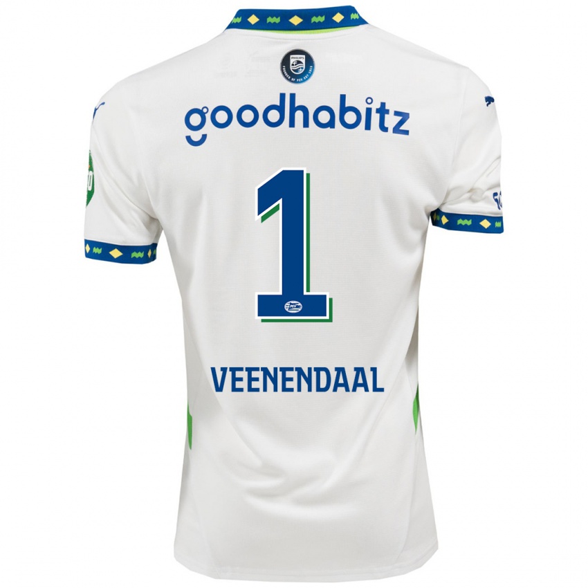 Criança Camisola Sari Van Veenendaal #1 Branco Azul Escuro Terceiro 2024/25 Camisa Brasil