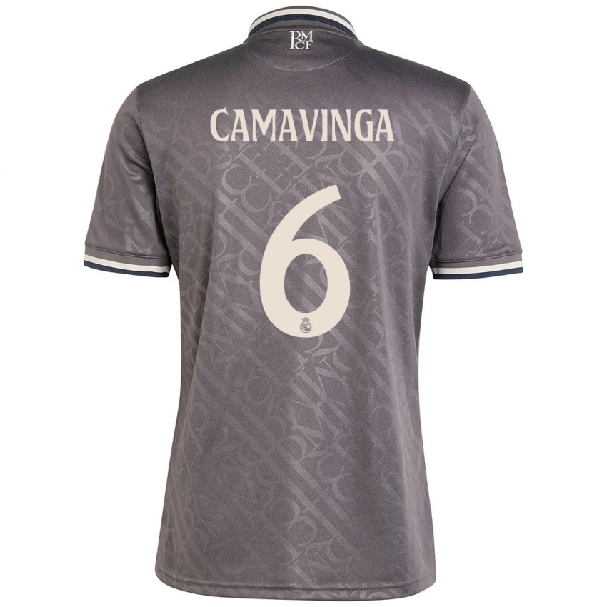 Criança Camisola Eduardo Camavinga #6 Carvão Terceiro 2024/25 Camisa Brasil