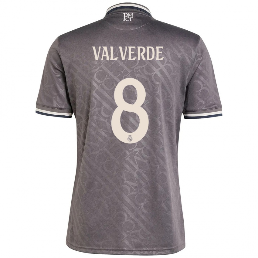 Criança Camisola Federico Valverde #8 Carvão Terceiro 2024/25 Camisa Brasil