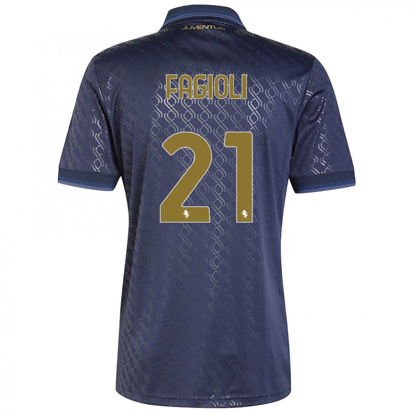 Criança Camisola Nicolo Fagioli #21 Azul-Marinho Terceiro 2024/25 Camisa Brasil