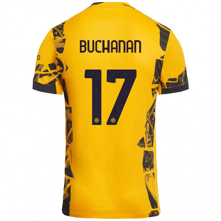 Criança Camisola Tajon Buchanan #17 Ouro Preto Terceiro 2024/25 Camisa Brasil