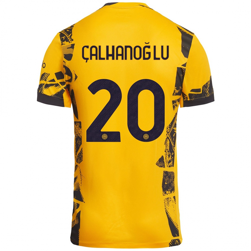 Criança Camisola Hakan Çalhanoğlu #20 Ouro Preto Terceiro 2024/25 Camisa Brasil