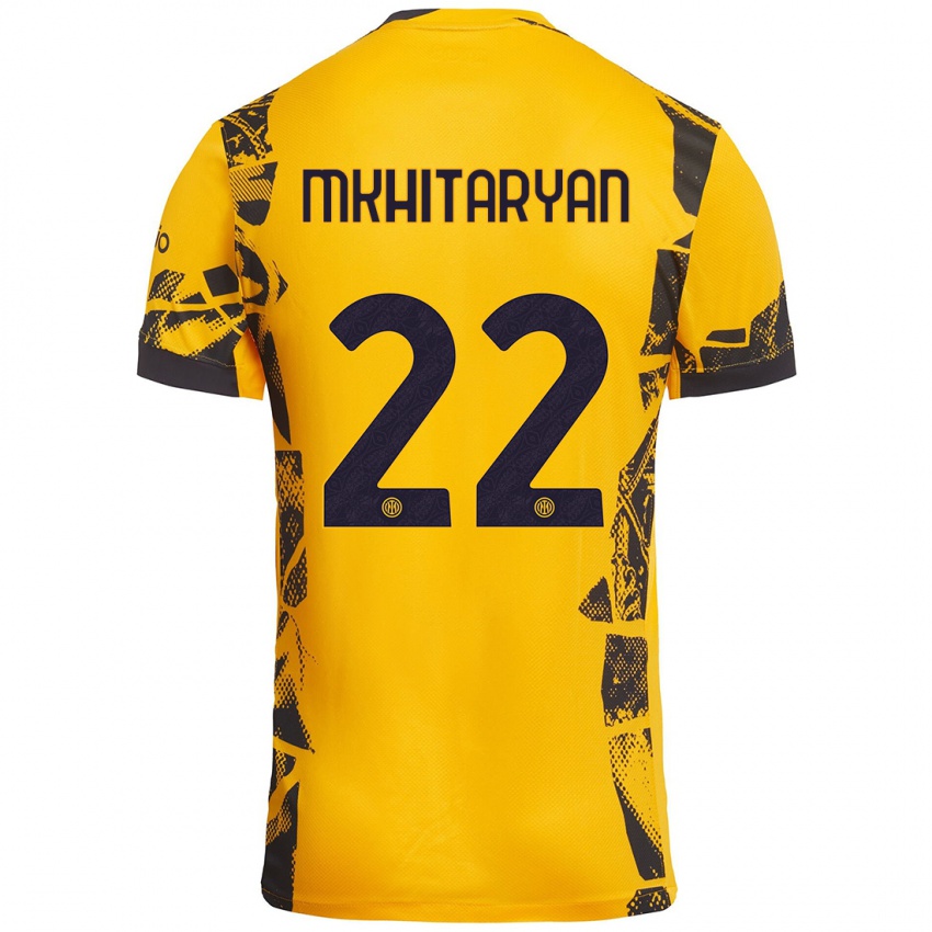 Criança Camisola Henrikh Mkhitaryan #22 Ouro Preto Terceiro 2024/25 Camisa Brasil