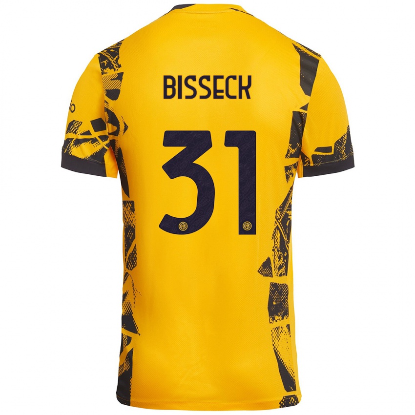 Criança Camisola Yann Bisseck #31 Ouro Preto Terceiro 2024/25 Camisa Brasil