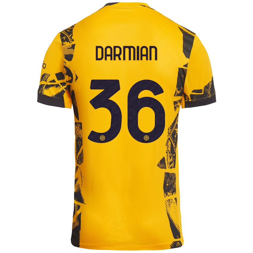 Criança Camisola Matteo Darmian #36 Ouro Preto Terceiro 2024/25 Camisa Brasil