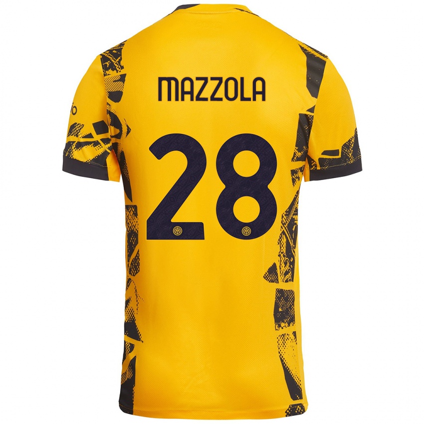 Criança Camisola Giuseppe Mazzola #28 Ouro Preto Terceiro 2024/25 Camisa Brasil