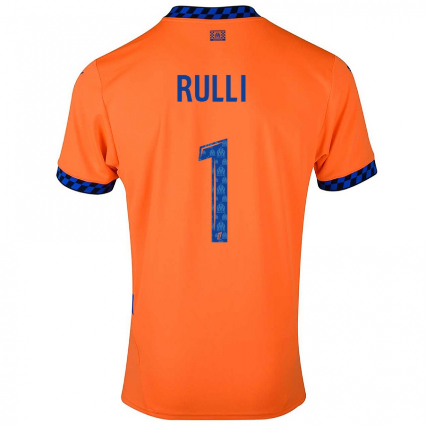 Criança Camisola Gerónimo Rulli #1 Laranja Azul Escuro Terceiro 2024/25 Camisa Brasil