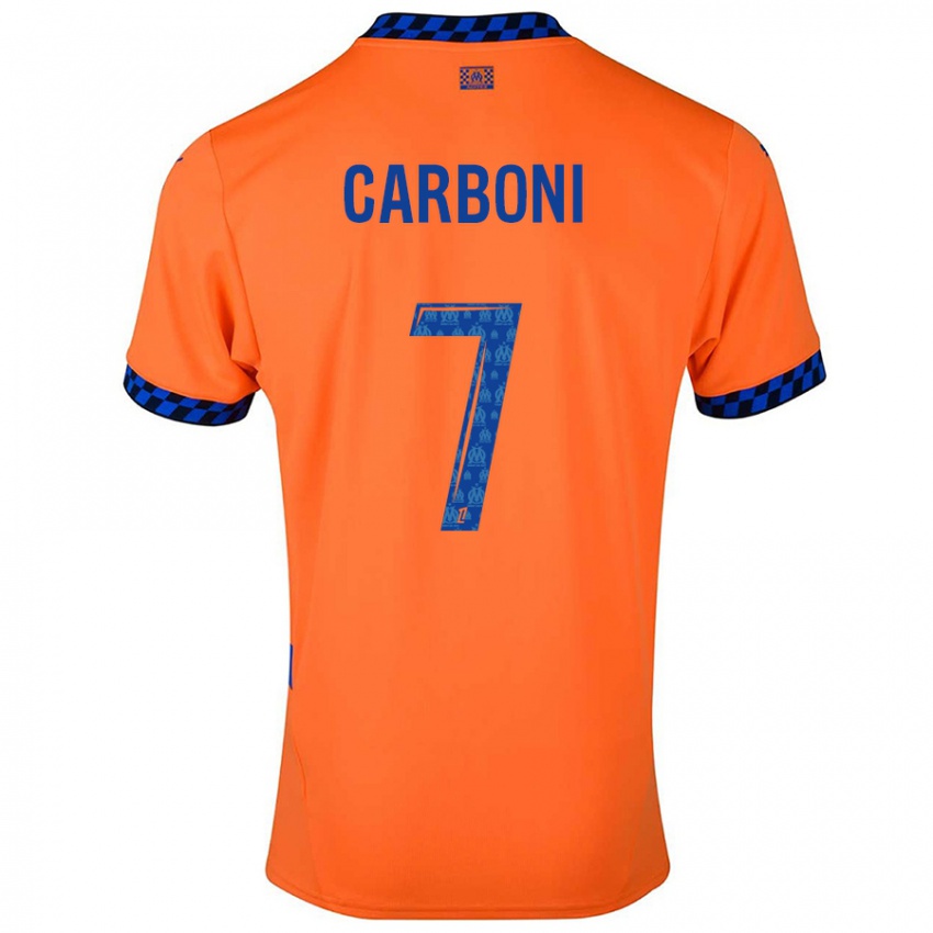 Criança Camisola Valentín Carboni #7 Laranja Azul Escuro Terceiro 2024/25 Camisa Brasil