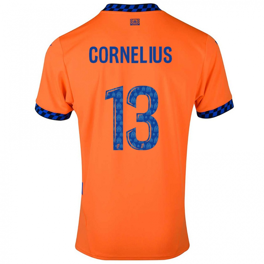 Criança Camisola Derek Cornelius #13 Laranja Azul Escuro Terceiro 2024/25 Camisa Brasil