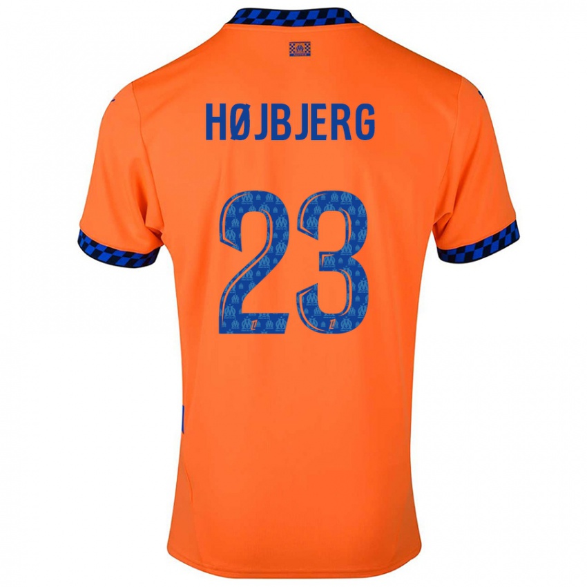 Criança Camisola Pierre Emile Hojbjerg #23 Laranja Azul Escuro Terceiro 2024/25 Camisa Brasil