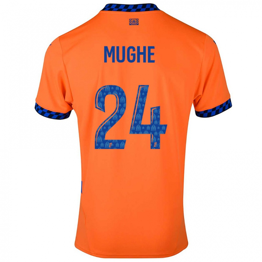 Criança Camisola François Mughe #24 Laranja Azul Escuro Terceiro 2024/25 Camisa Brasil