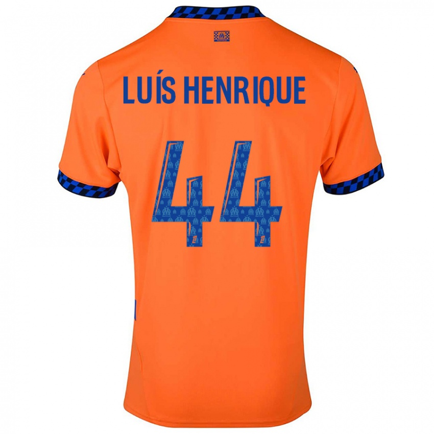 Criança Camisola Luis Henrique #44 Laranja Azul Escuro Terceiro 2024/25 Camisa Brasil