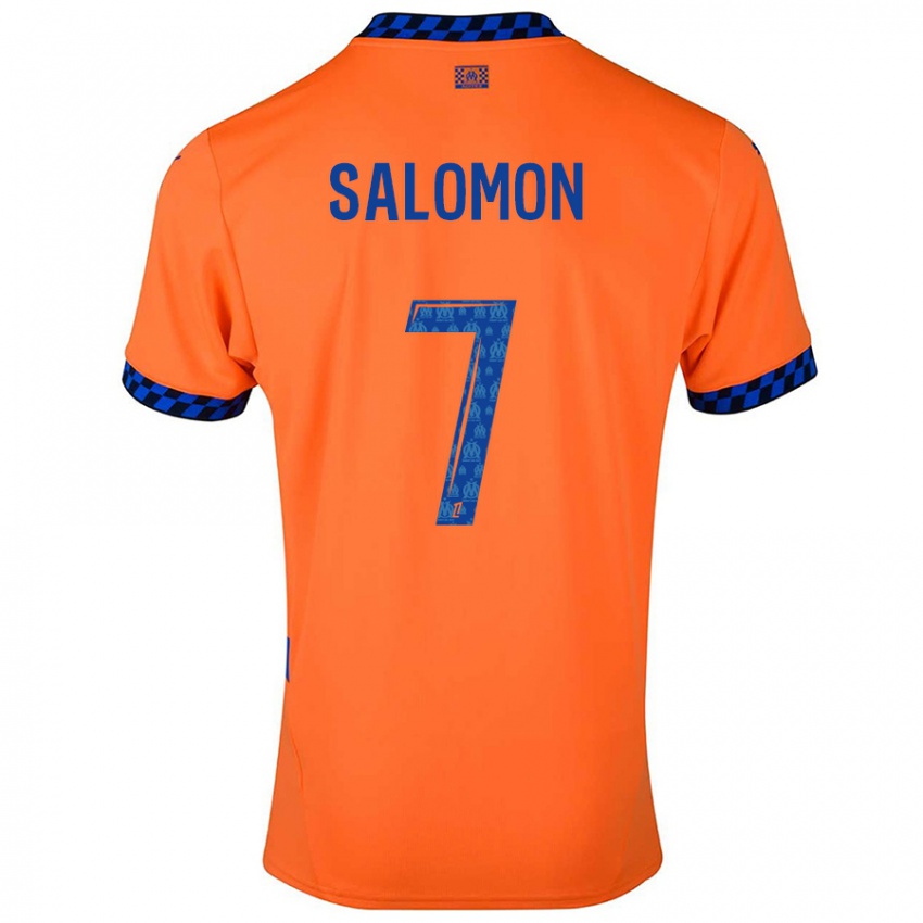 Criança Camisola Maëva Salomon #7 Laranja Azul Escuro Terceiro 2024/25 Camisa Brasil