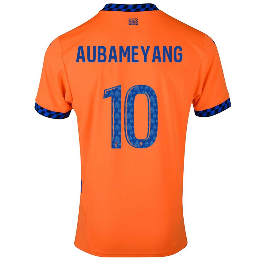 Criança Camisola Pierre-Emerick Aubameyang #10 Laranja Azul Escuro Terceiro 2024/25 Camisa Brasil