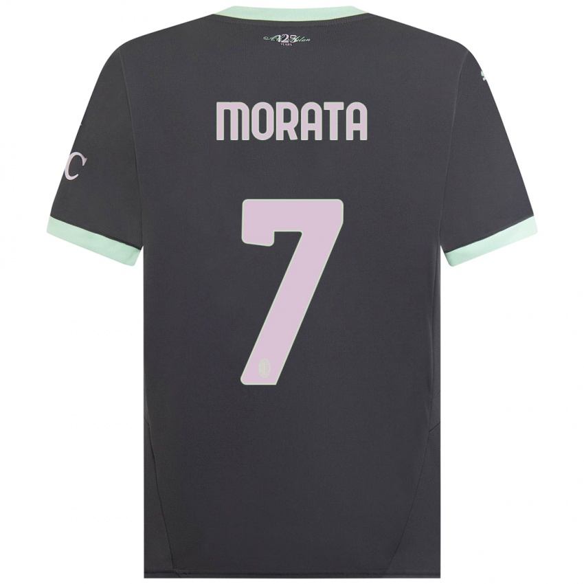 Criança Camisola Alvaro Morata #7 Cinzento Terceiro 2024/25 Camisa Brasil