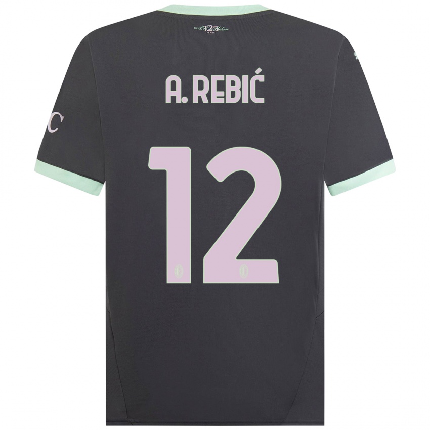 Criança Camisola Ante Rebic #12 Cinzento Terceiro 2024/25 Camisa Brasil