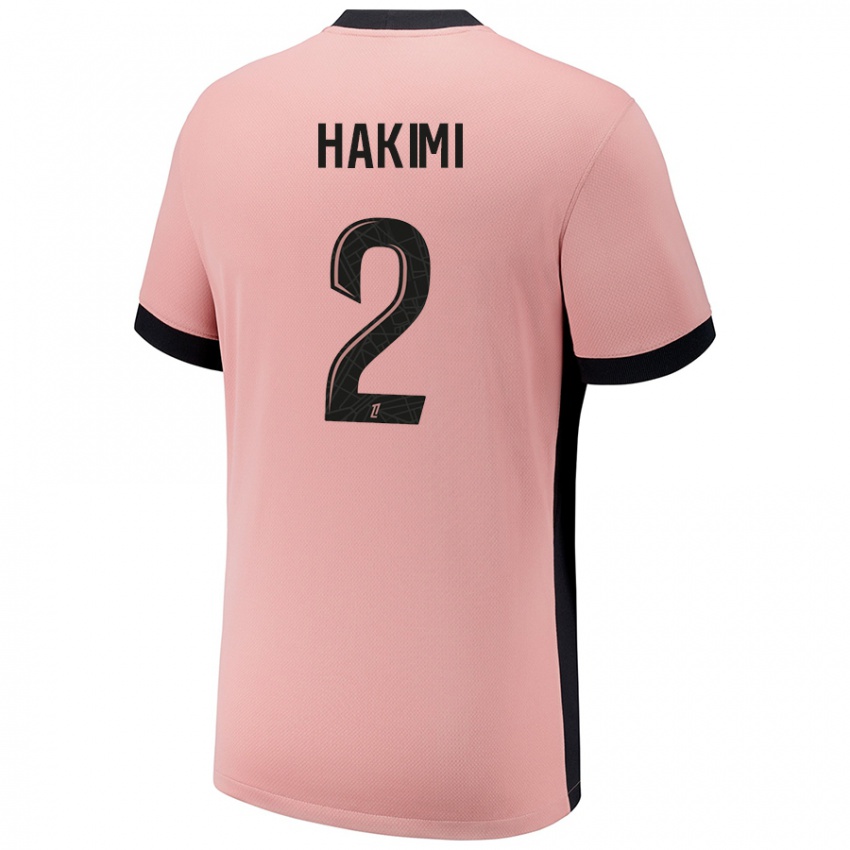 Criança Camisola Achraf Hakimi #2 Rosa Ferrugem Terceiro 2024/25 Camisa Brasil