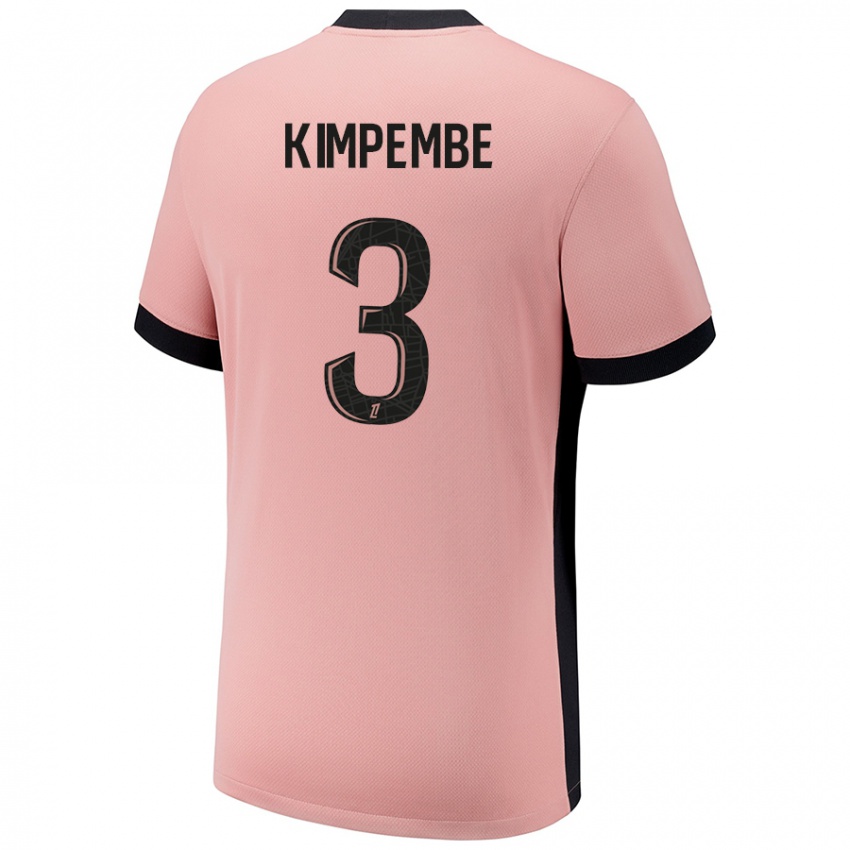 Criança Camisola Presnel Kimpembe #3 Rosa Ferrugem Terceiro 2024/25 Camisa Brasil