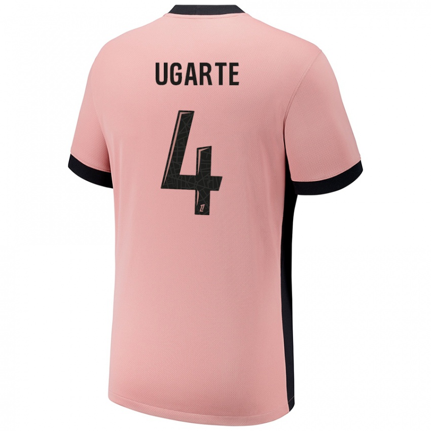 Criança Camisola Manuel Ugarte #4 Rosa Ferrugem Terceiro 2024/25 Camisa Brasil