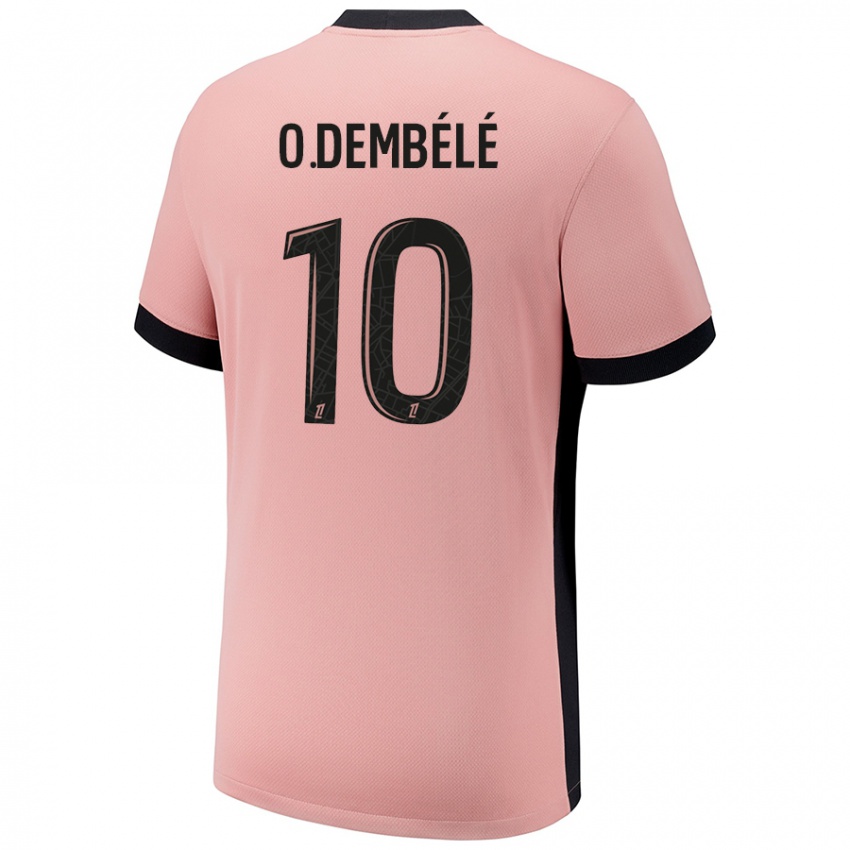 Criança Camisola Ousmane Dembele #10 Rosa Ferrugem Terceiro 2024/25 Camisa Brasil