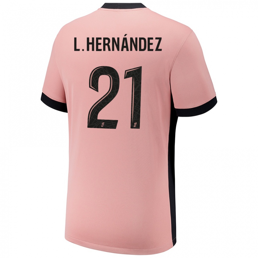 Criança Camisola Lucas Hernandez #21 Rosa Ferrugem Terceiro 2024/25 Camisa Brasil