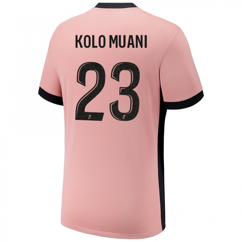 Criança Camisola Randal Kolo Muani #23 Rosa Ferrugem Terceiro 2024/25 Camisa Brasil