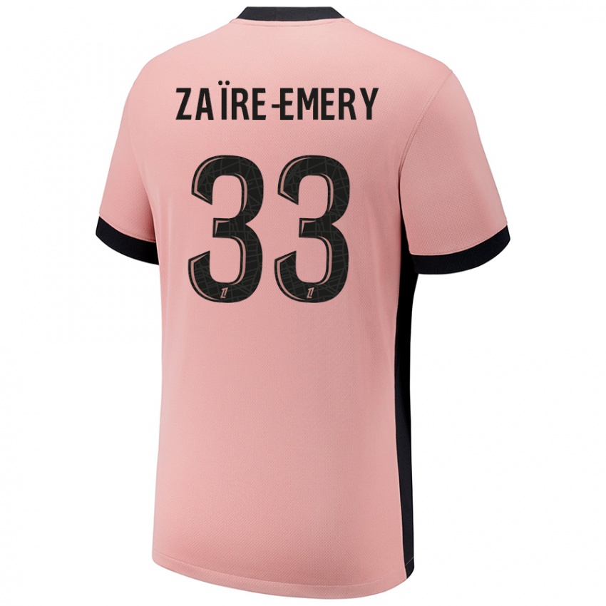 Criança Camisola Warren Zaire Emery #33 Rosa Ferrugem Terceiro 2024/25 Camisa Brasil