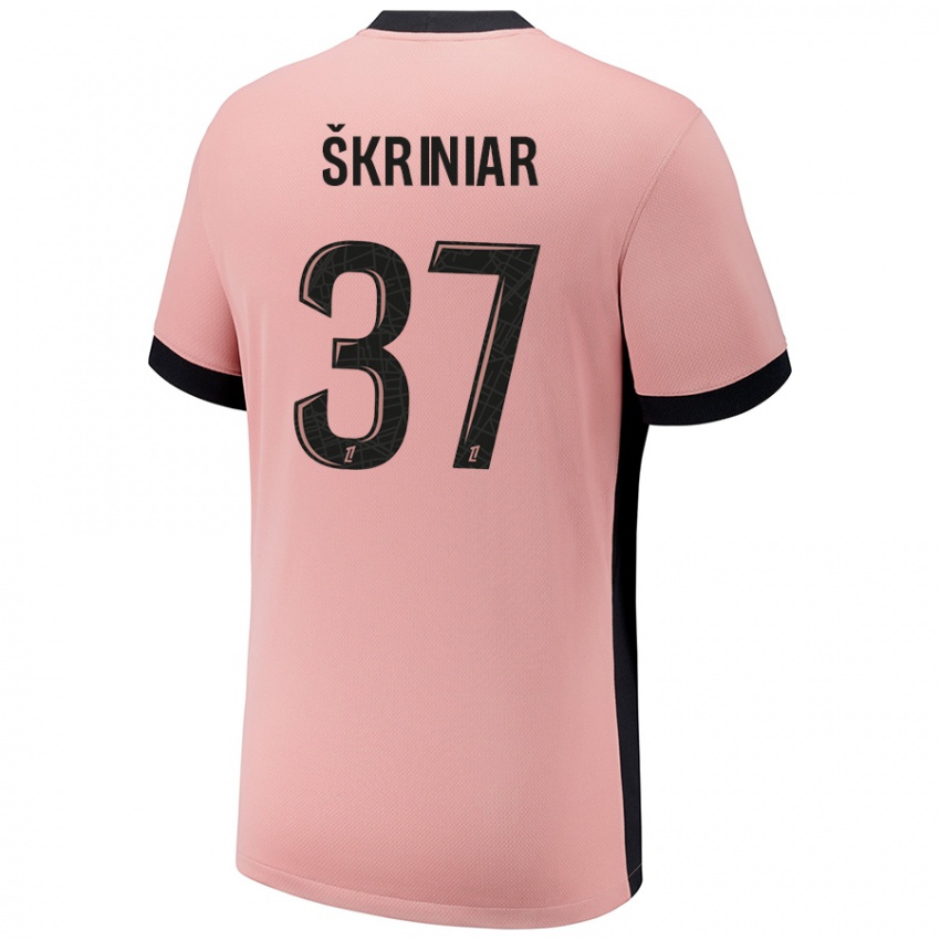 Criança Camisola Milan Skriniar #37 Rosa Ferrugem Terceiro 2024/25 Camisa Brasil