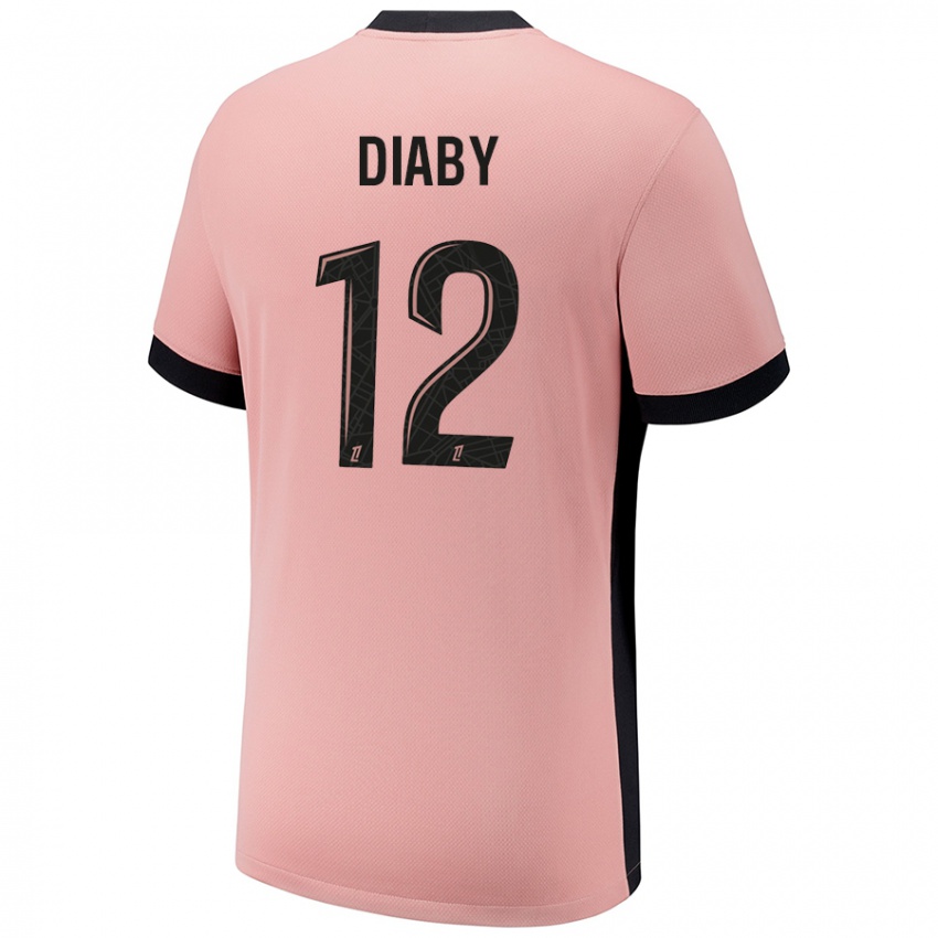 Criança Camisola Ibrahima Diaby #12 Rosa Ferrugem Terceiro 2024/25 Camisa Brasil