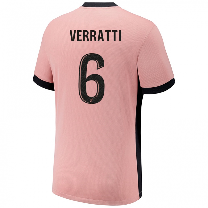 Criança Camisola Marco Verratti #6 Rosa Ferrugem Terceiro 2024/25 Camisa Brasil