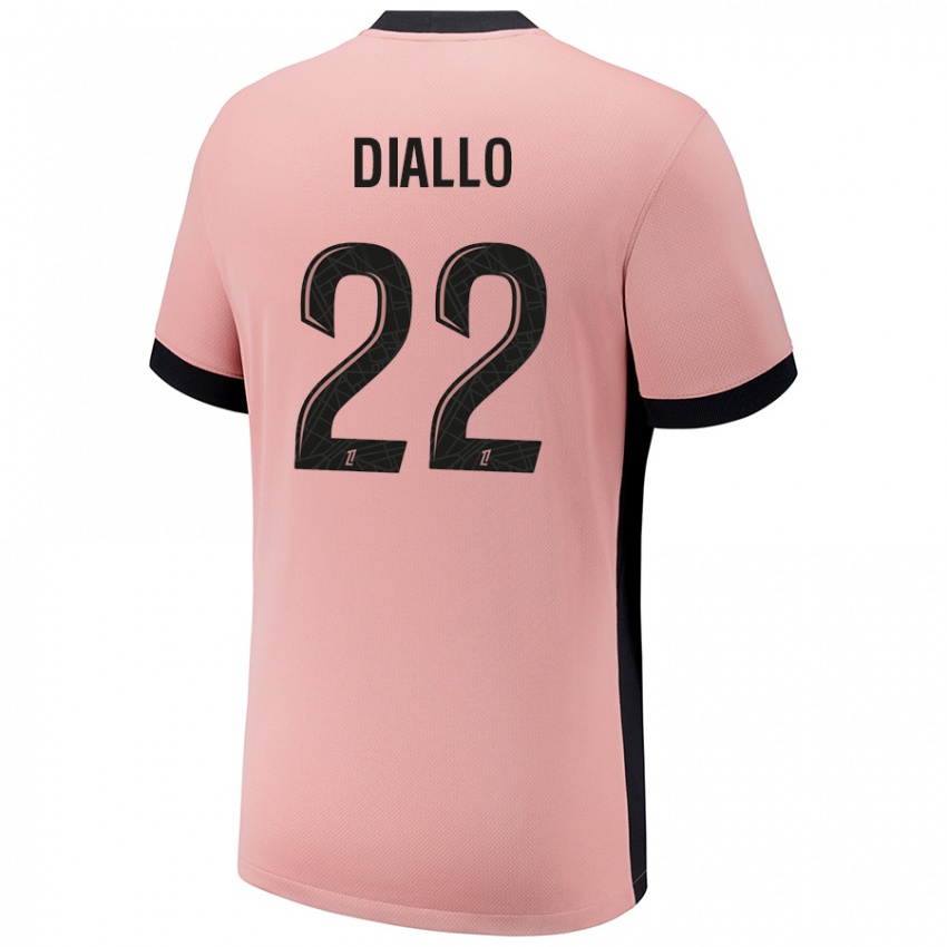 Criança Camisola Abdou Diallo #22 Rosa Ferrugem Terceiro 2024/25 Camisa Brasil