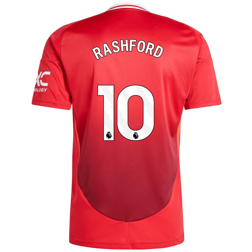 Homem Camisola Marcus Rashford #10 Vermelho Brilhante Principal 2024/25 Camisa Brasil