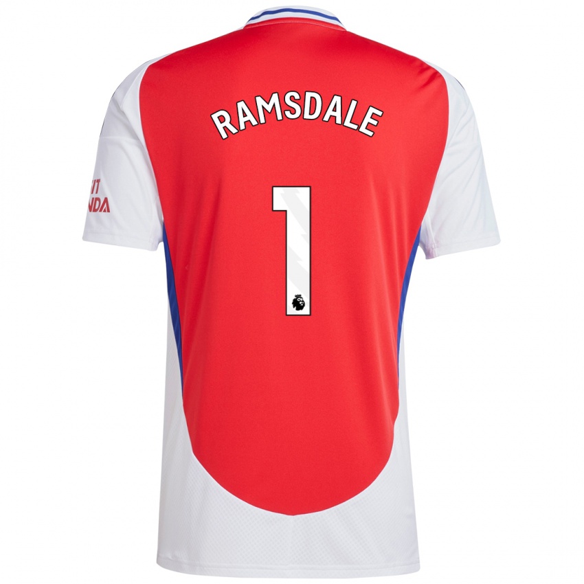 Homem Camisola Aaron Ramsdale #1 Vermelho Branco Principal 2024/25 Camisa Brasil