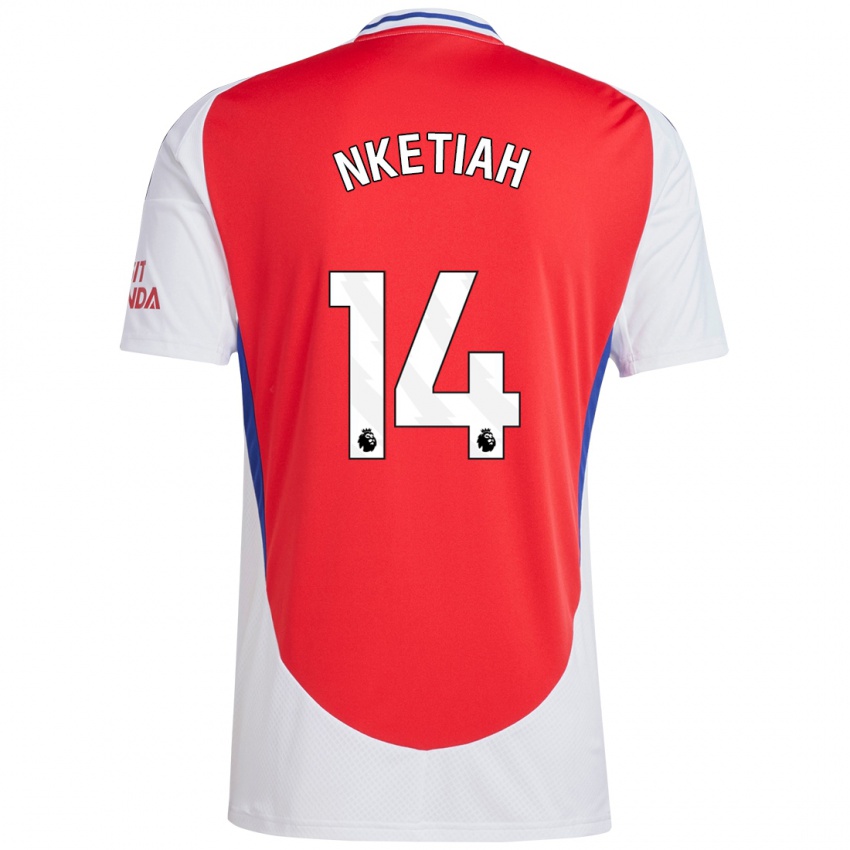 Homem Camisola Eddie Nketiah #14 Vermelho Branco Principal 2024/25 Camisa Brasil