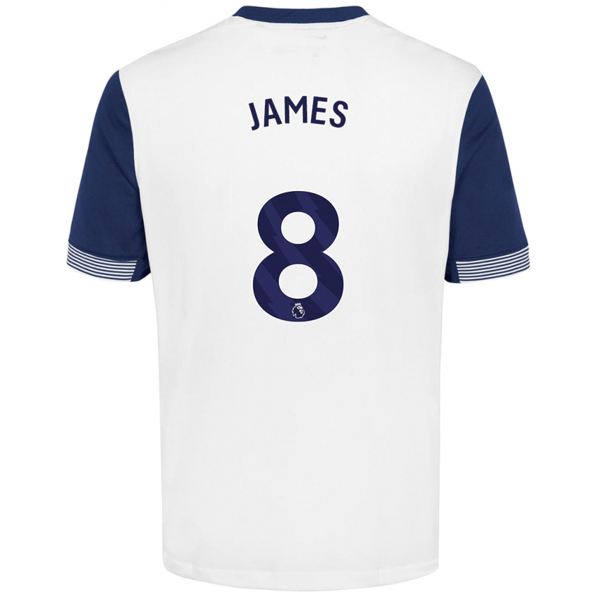 Homem Camisola Angharad James #8 Azul Branco Principal 2024/25 Camisa Brasil