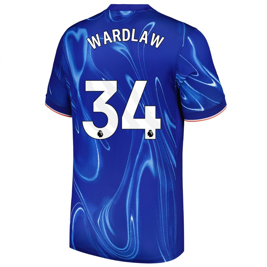 Homem Camisola Charlotte Wardlaw #34 Branco Azul Principal 2024/25 Camisa Brasil