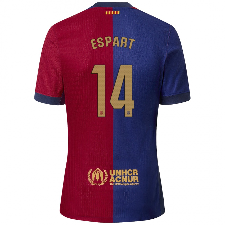 Homem Camisola Xavi Espart #14 Azul Vermelho Principal 2024/25 Camisa Brasil