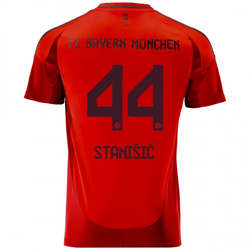 Homem Camisola Josip Stanisic #44 Vermelho Principal 2024/25 Camisa Brasil