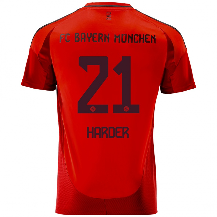 Homem Camisola Pernille Harder #21 Vermelho Principal 2024/25 Camisa Brasil