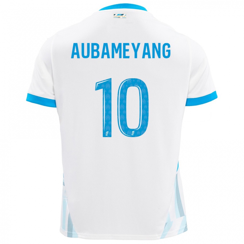 Homem Camisola Pierre-Emerick Aubameyang #10 Céu Branco Azul Principal 2024/25 Camisa Brasil