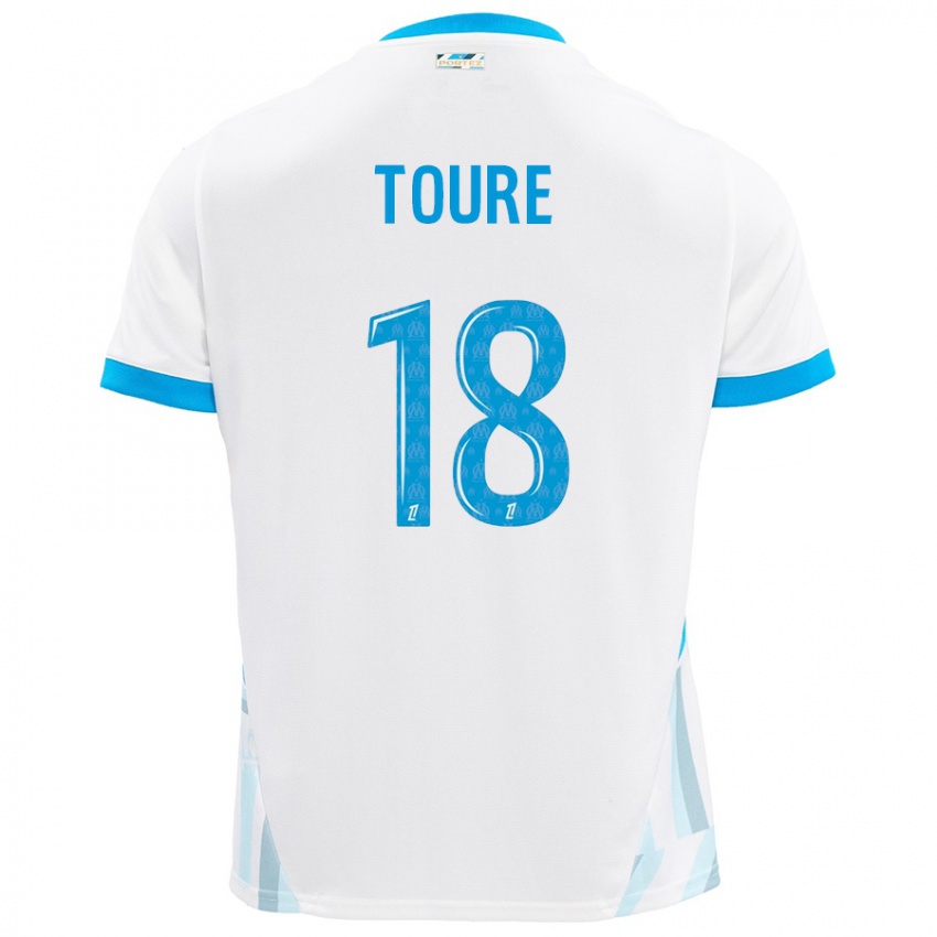 Homem Camisola Isaak Toure #18 Céu Branco Azul Principal 2024/25 Camisa Brasil