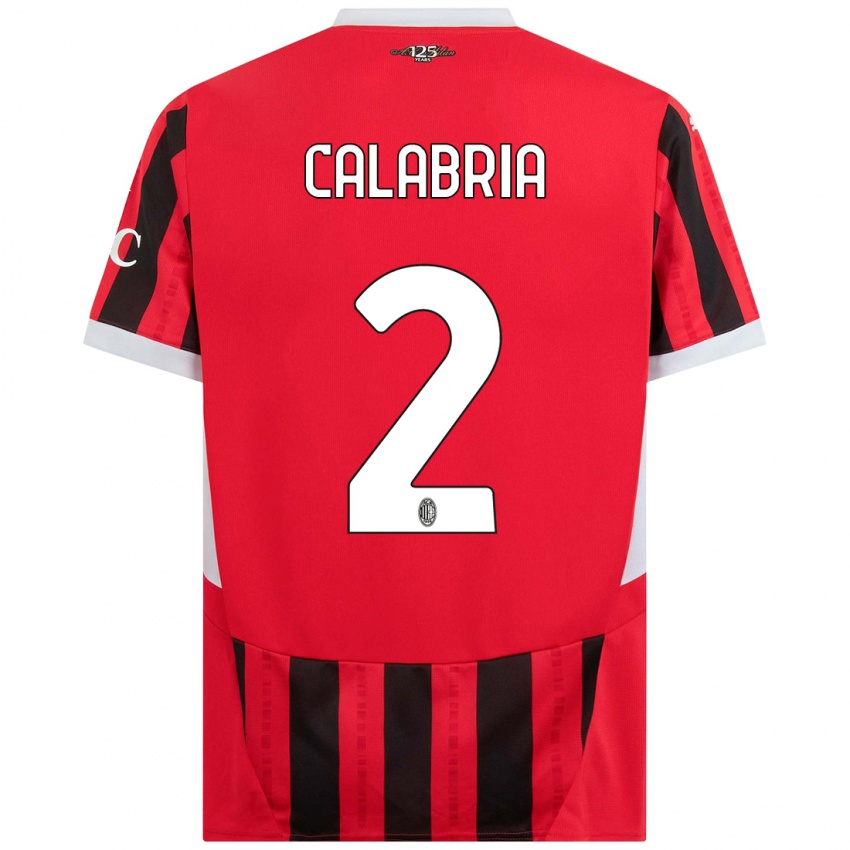 Homem Camisola Davide Calabria #2 Vermelho Preto Principal 2024/25 Camisa Brasil